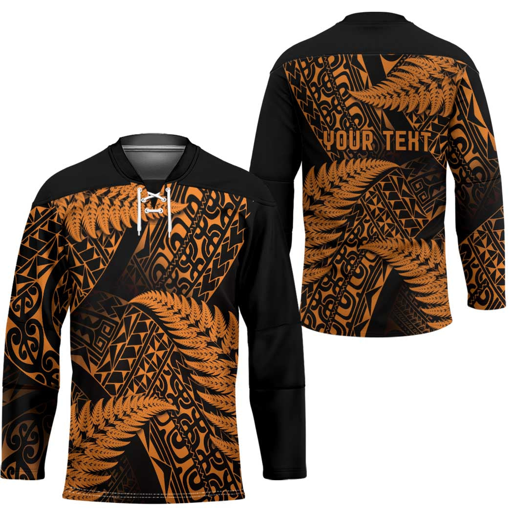New Zealand Rugby Pacific Personalised Hockey Jersey All Gold Maori Pasifika Fern Pattern - Aussie Hoodie