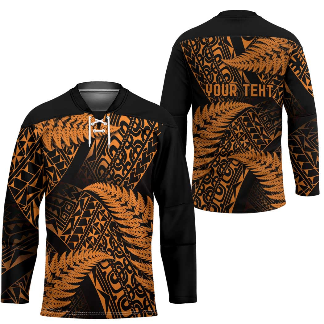 New Zealand Rugby Pacific Personalised Hockey Jersey All Gold Maori Pasifika Fern Pattern - Aussie Hoodie