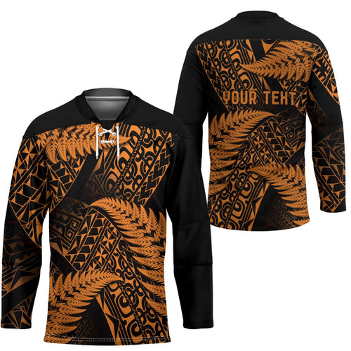 New Zealand Rugby Pacific Personalised Hockey Jersey All Gold Maori Pasifika Fern Pattern - Aussie Hoodie