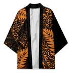 New Zealand Rugby Pacific Personalised Kimono All Gold Maori Pasifika Fern Pattern - Aussie Hoodie