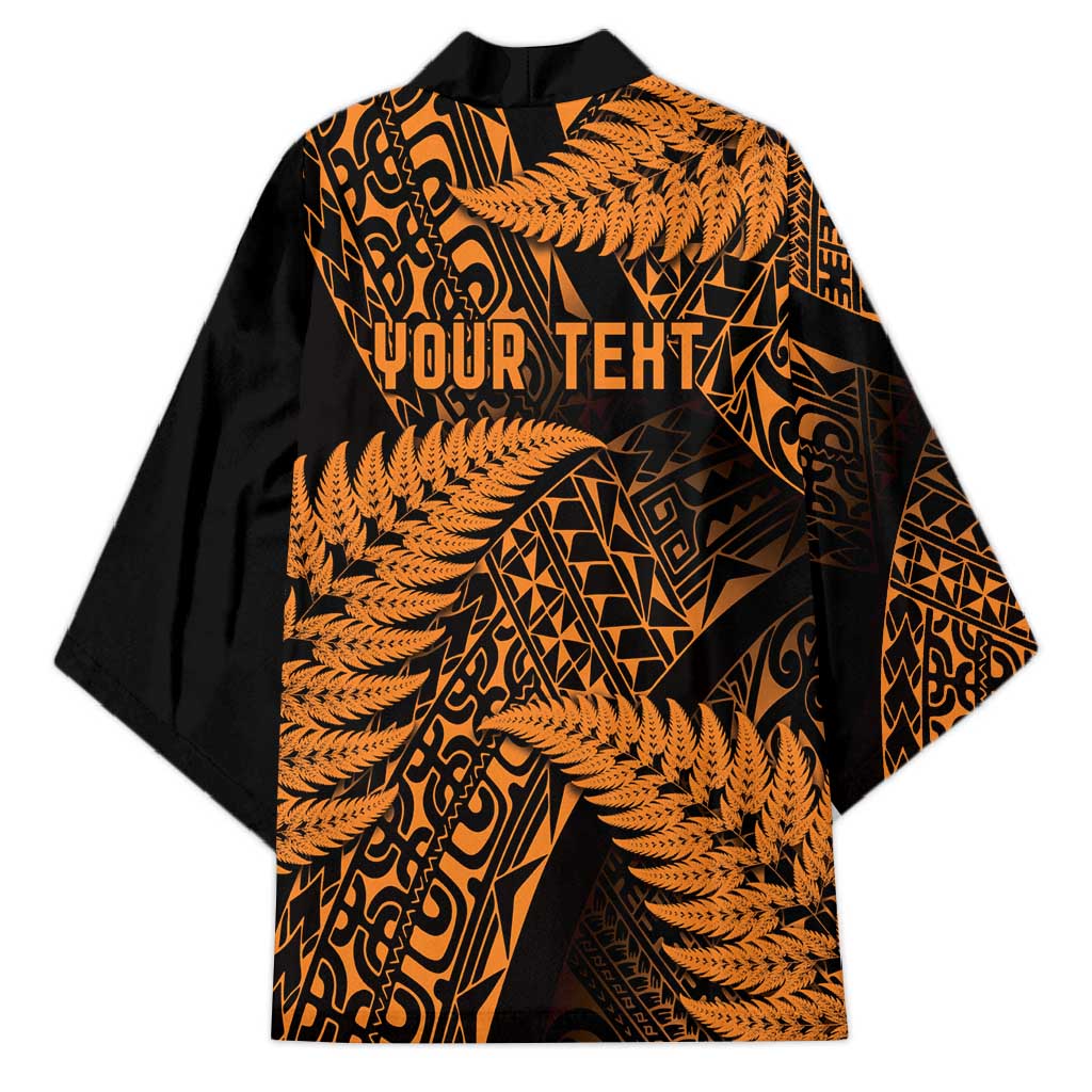 New Zealand Rugby Pacific Personalised Kimono All Gold Maori Pasifika Fern Pattern - Aussie Hoodie