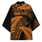 New Zealand Rugby Pacific Personalised Kimono All Gold Maori Pasifika Fern Pattern - Aussie Hoodie