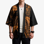 New Zealand Rugby Pacific Personalised Kimono All Gold Maori Pasifika Fern Pattern - Aussie Hoodie