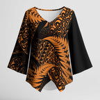 New Zealand Rugby Pacific Personalised Kimono Sleeve Blouse All Gold Maori Pasifika Fern Pattern - Aussie Hoodie