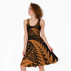 New Zealand Rugby Pacific Personalised Midi Dress All Gold Maori Pasifika Fern Pattern - Aussie Hoodie
