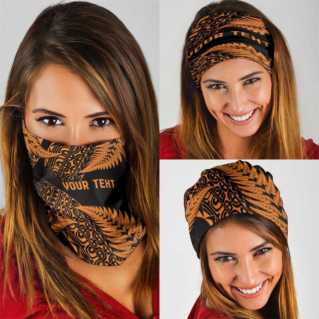 New Zealand Rugby Pacific Personalised Neck Gaiter All Gold Maori Pasifika Fern Pattern - Aussie Hoodie