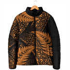 New Zealand Rugby Pacific Personalised Padded Jacket All Gold Maori Pasifika Fern Pattern - Aussie Hoodie