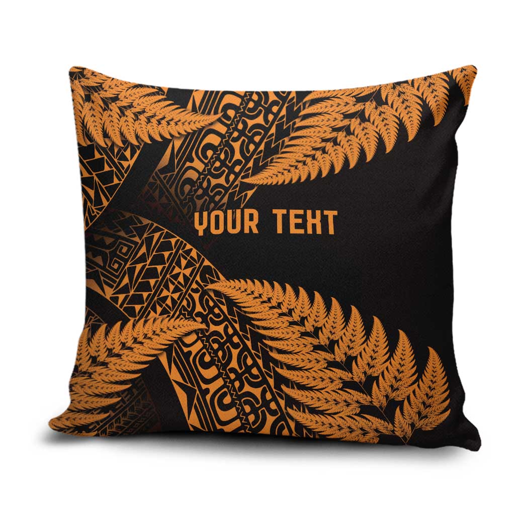New Zealand Rugby Pacific Personalised Pillow Cover All Gold Maori Pasifika Fern Pattern - Aussie Hoodie