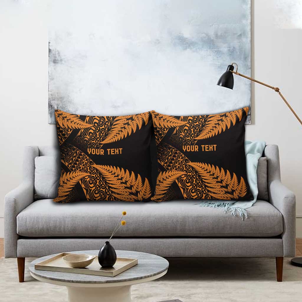 New Zealand Rugby Pacific Personalised Pillow Cover All Gold Maori Pasifika Fern Pattern - Aussie Hoodie