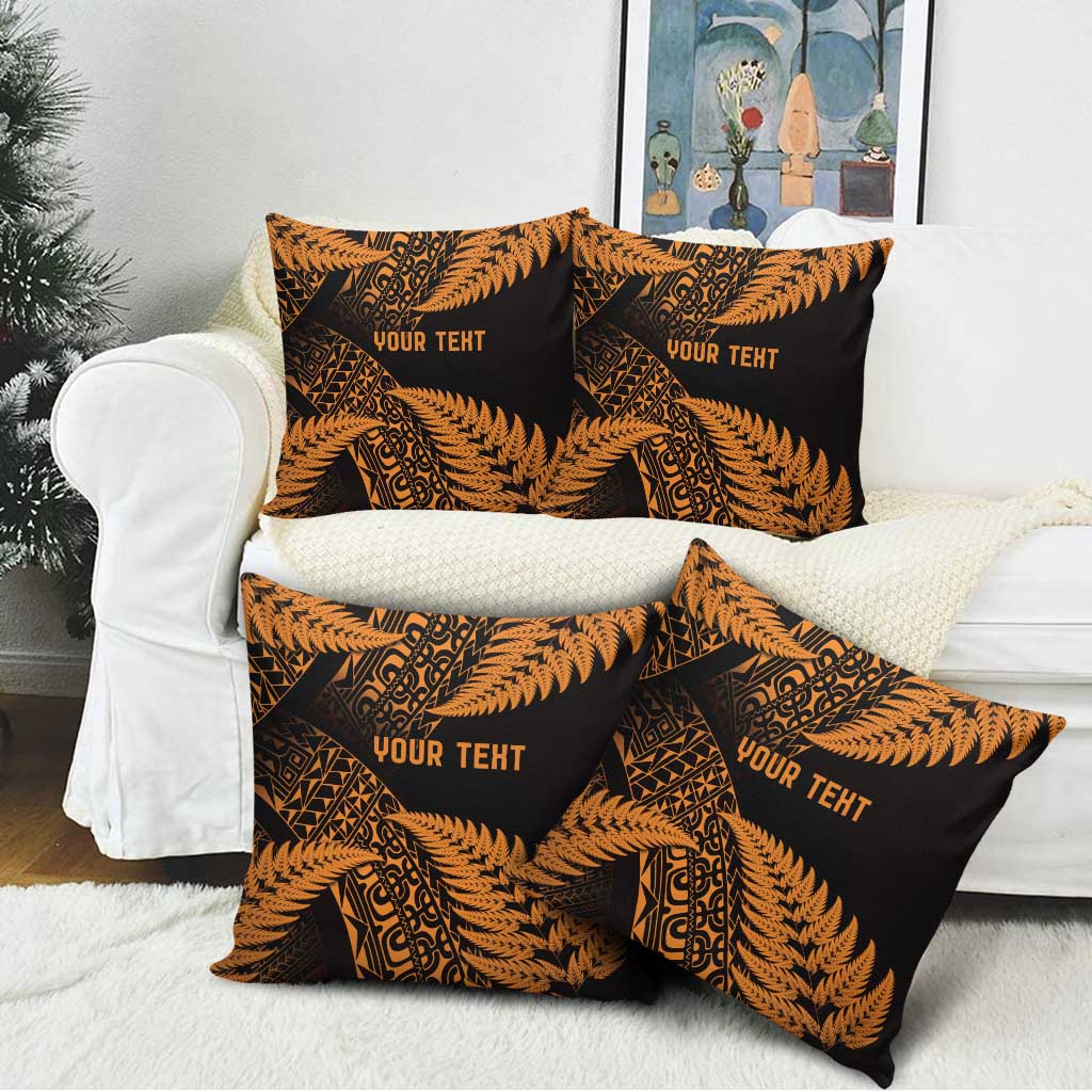New Zealand Rugby Pacific Personalised Pillow Cover All Gold Maori Pasifika Fern Pattern - Aussie Hoodie