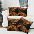 New Zealand Rugby Pacific Personalised Pillow Cover All Gold Maori Pasifika Fern Pattern - Aussie Hoodie