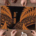 New Zealand Rugby Pacific Personalised Puzzle All Gold Maori Pasifika Fern Pattern - Aussie Hoodie
