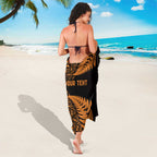 New Zealand Rugby Pacific Personalised Sarong All Gold Maori Pasifika Fern Pattern