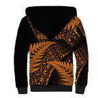 New Zealand Rugby Pacific Personalised Sherpa Hoodie All Gold Maori Pasifika Fern Pattern