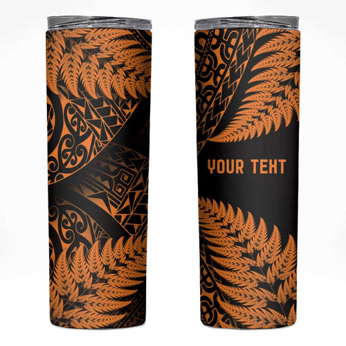 New Zealand Rugby Pacific Personalised Skinny Tumbler All Gold Maori Pasifika Fern Pattern