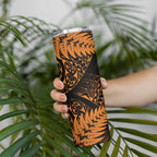 New Zealand Rugby Pacific Personalised Skinny Tumbler All Gold Maori Pasifika Fern Pattern
