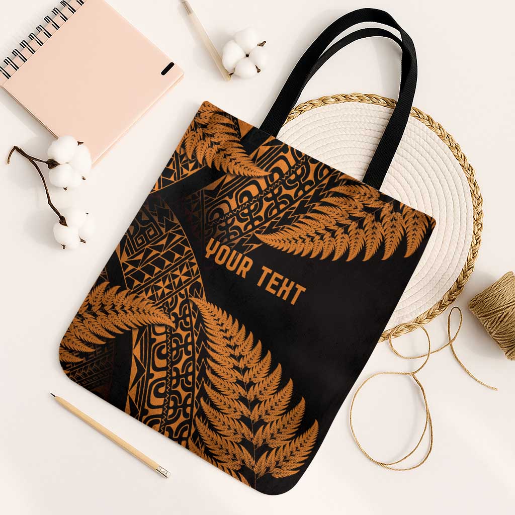 New Zealand Rugby Pacific Personalised Tote Bag All Gold Maori Pasifika Fern Pattern - Aussie Hoodie