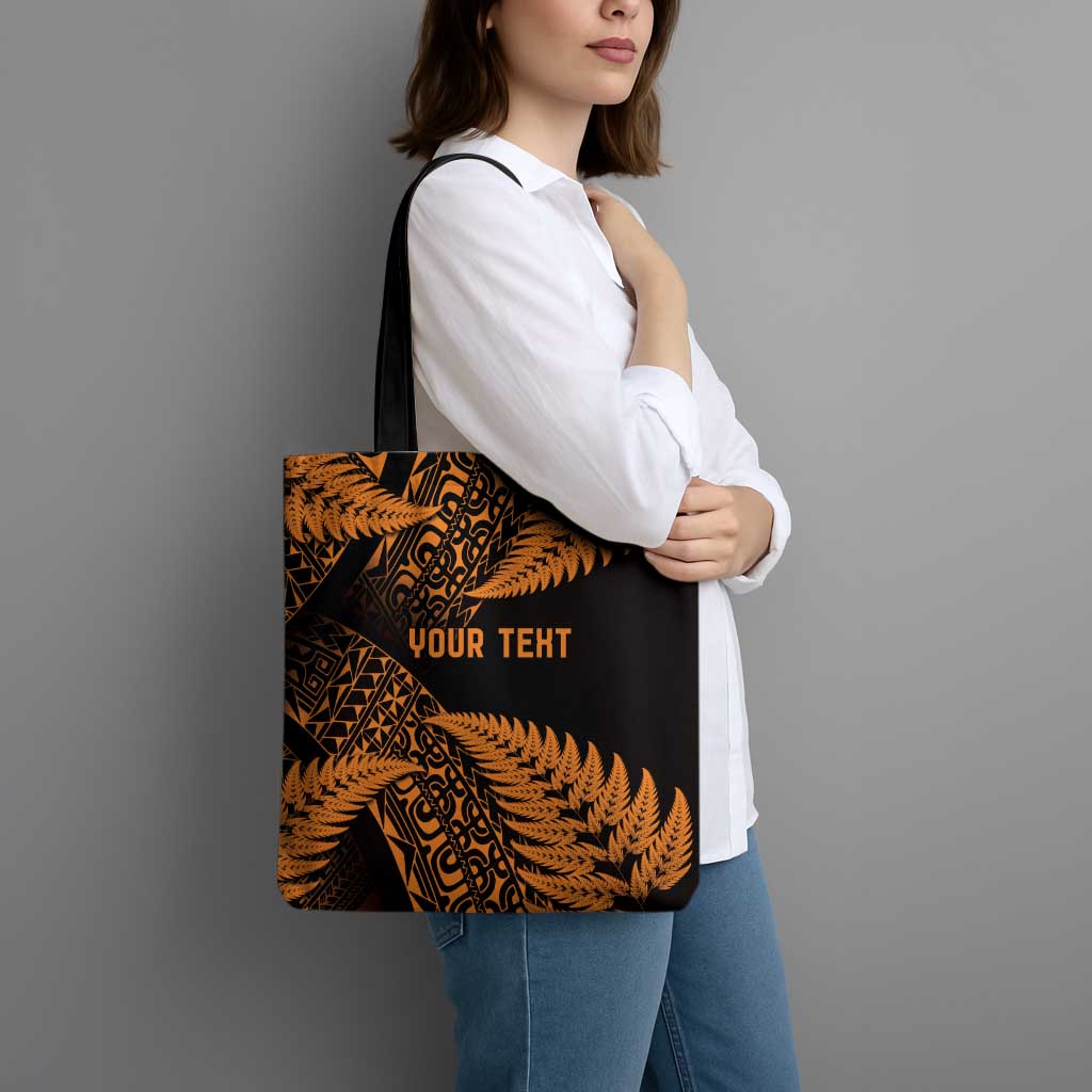 New Zealand Rugby Pacific Personalised Tote Bag All Gold Maori Pasifika Fern Pattern - Aussie Hoodie