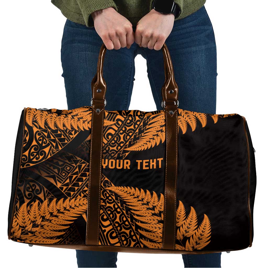 New Zealand Rugby Pacific Personalised Travel Bag All Gold Maori Pasifika Fern Pattern - Aussie Hoodie