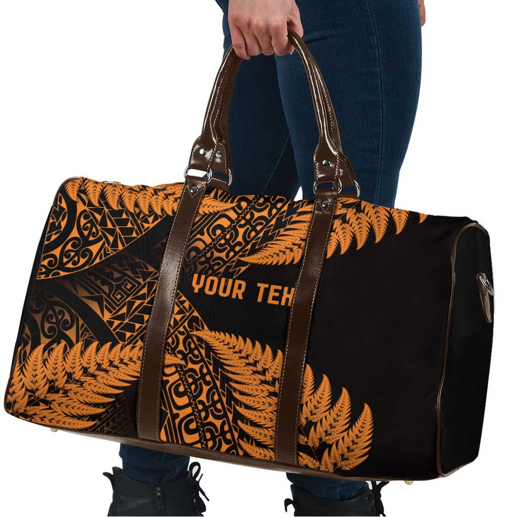 New Zealand Rugby Pacific Personalised Travel Bag All Gold Maori Pasifika Fern Pattern - Aussie Hoodie