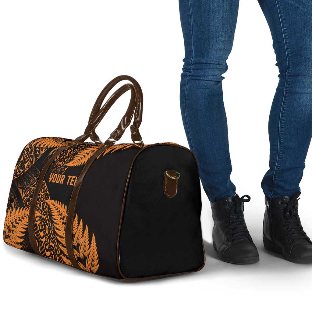 New Zealand Rugby Pacific Personalised Travel Bag All Gold Maori Pasifika Fern Pattern - Aussie Hoodie