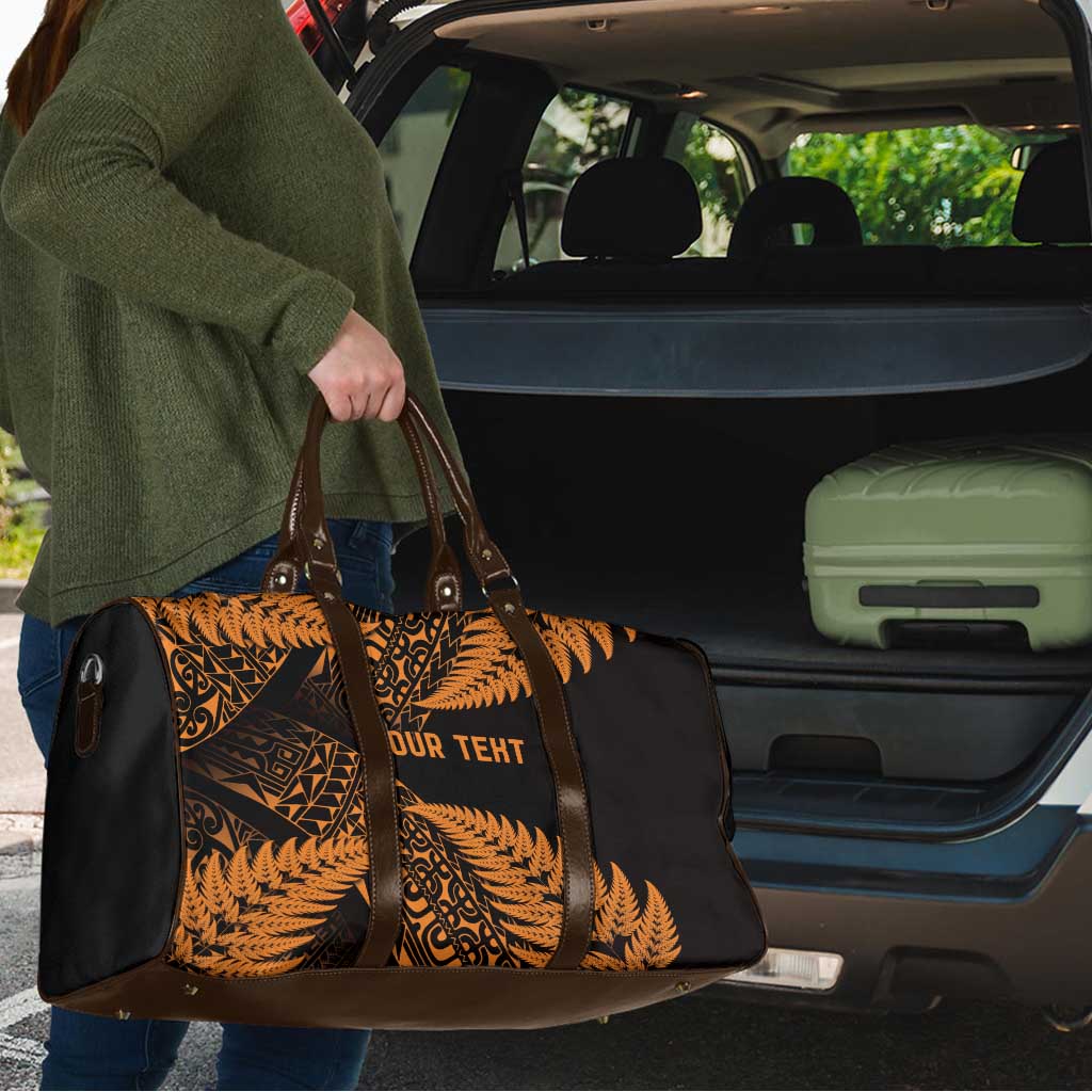 New Zealand Rugby Pacific Personalised Travel Bag All Gold Maori Pasifika Fern Pattern - Aussie Hoodie