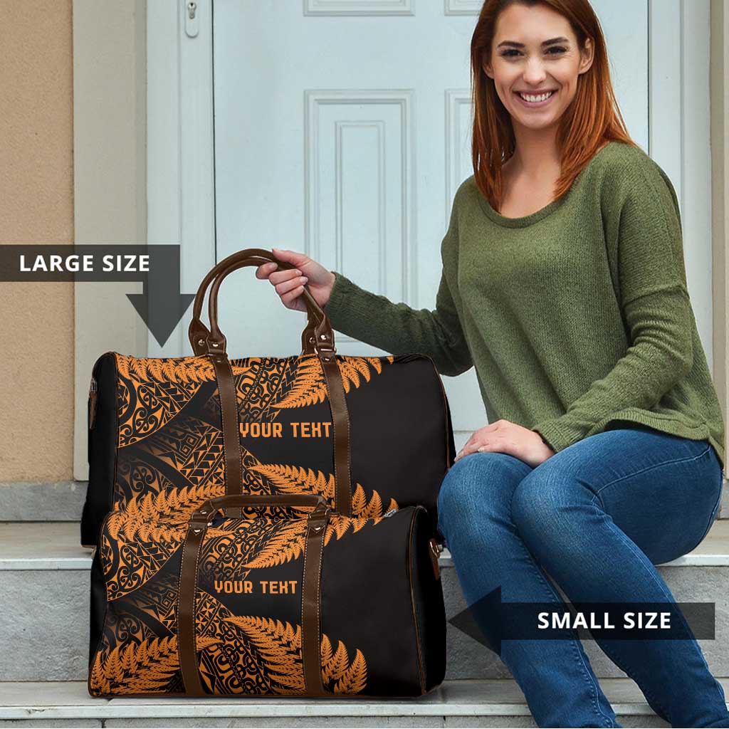New Zealand Rugby Pacific Personalised Travel Bag All Gold Maori Pasifika Fern Pattern - Aussie Hoodie