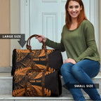 New Zealand Rugby Pacific Personalised Travel Bag All Gold Maori Pasifika Fern Pattern - Aussie Hoodie