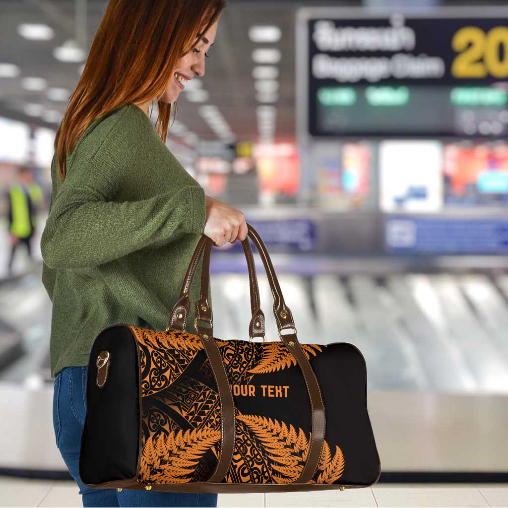 New Zealand Rugby Pacific Personalised Travel Bag All Gold Maori Pasifika Fern Pattern - Aussie Hoodie