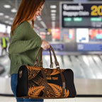 New Zealand Rugby Pacific Personalised Travel Bag All Gold Maori Pasifika Fern Pattern - Aussie Hoodie