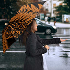 New Zealand Rugby Pacific Personalised Umbrella All Gold Maori Pasifika Fern Pattern - Aussie Hoodie