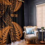 New Zealand Rugby Pacific Personalised Window Curtain All Gold Maori Pasifika Fern Pattern