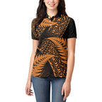 New Zealand Rugby Pacific Personalised Women Polo Shirt All Gold Maori Pasifika Fern Pattern