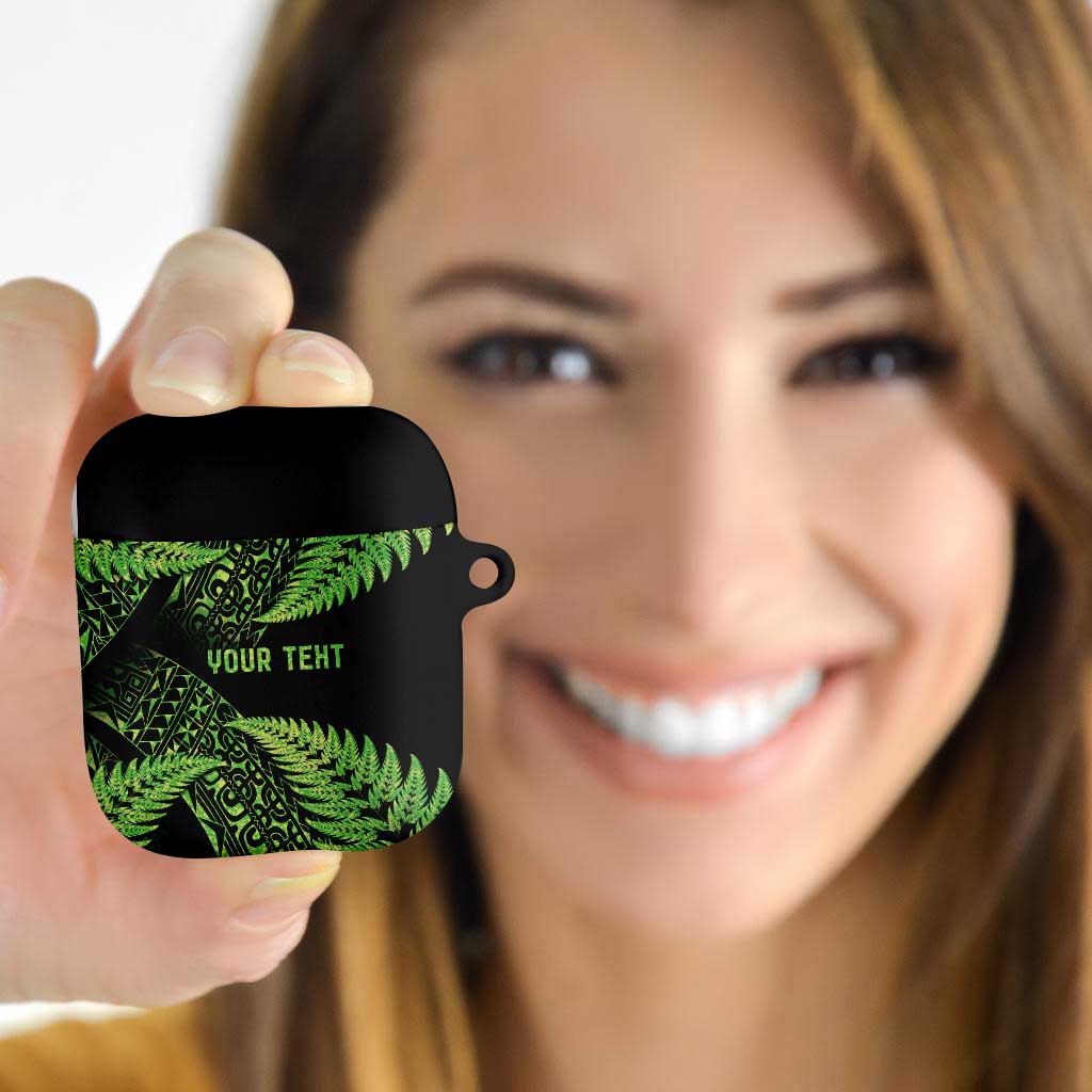 New Zealand Rugby Pacific Personalised AirPods Case All Lime Maori Pasifika Fern Pattern - Aussie Hoodie