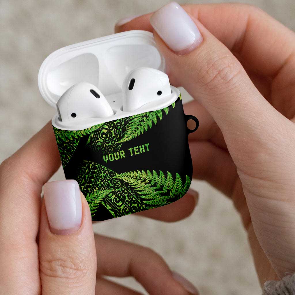 New Zealand Rugby Pacific Personalised AirPods Case All Lime Maori Pasifika Fern Pattern - Aussie Hoodie
