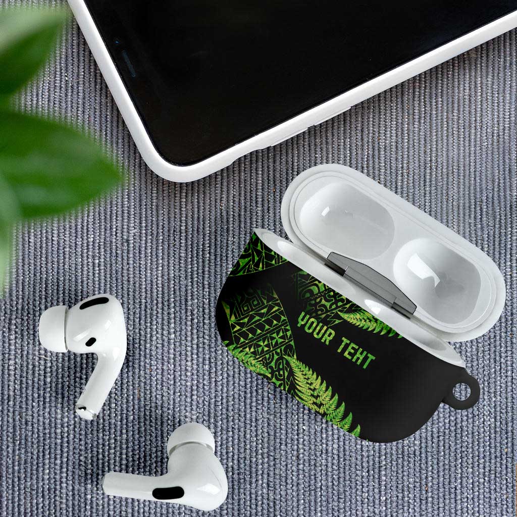 New Zealand Rugby Pacific Personalised AirPods Case All Lime Maori Pasifika Fern Pattern - Aussie Hoodie