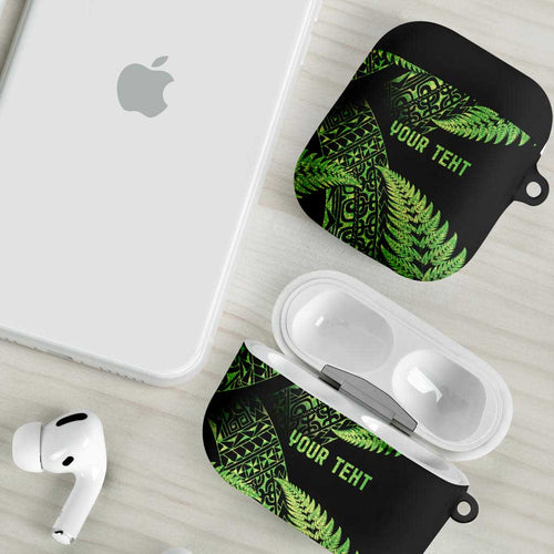 New Zealand Rugby Pacific Personalised AirPods Case All Lime Maori Pasifika Fern Pattern - Aussie Hoodie