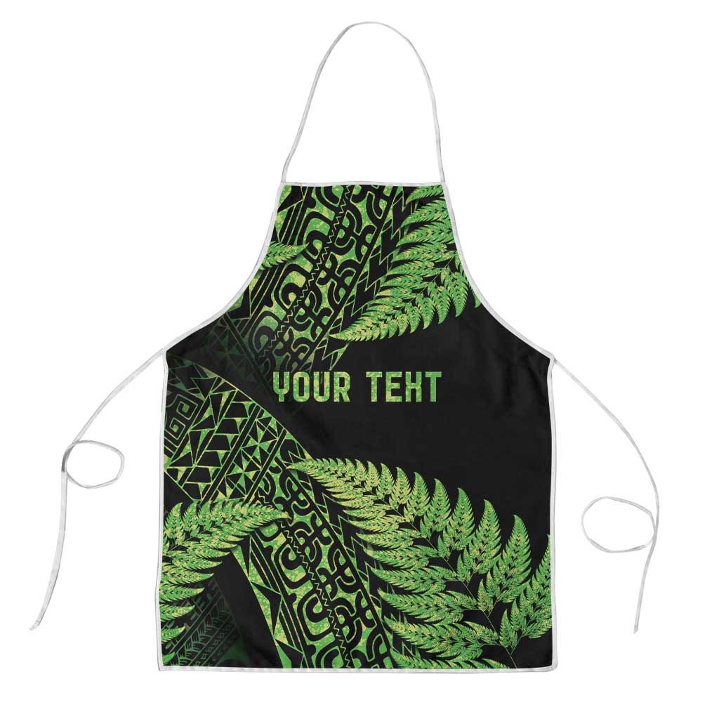 New Zealand Rugby Pacific Personalised Apron All Lime Maori Pasifika Fern Pattern - Aussie Hoodie