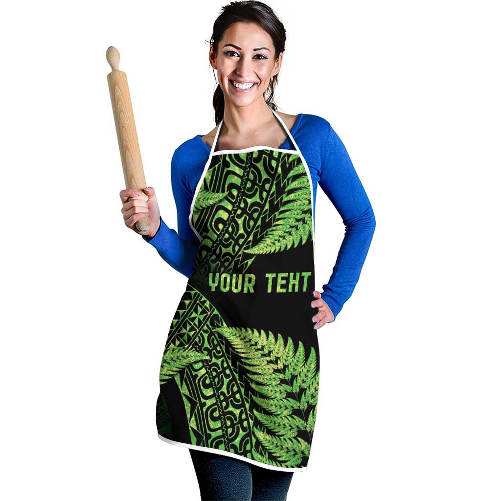 New Zealand Rugby Pacific Personalised Apron All Lime Maori Pasifika Fern Pattern - Aussie Hoodie