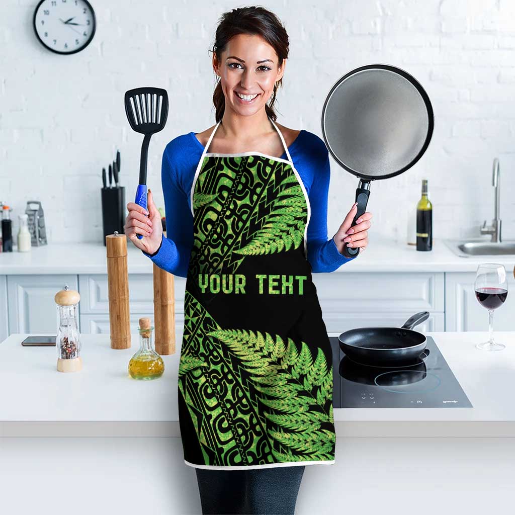 New Zealand Rugby Pacific Personalised Apron All Lime Maori Pasifika Fern Pattern - Aussie Hoodie