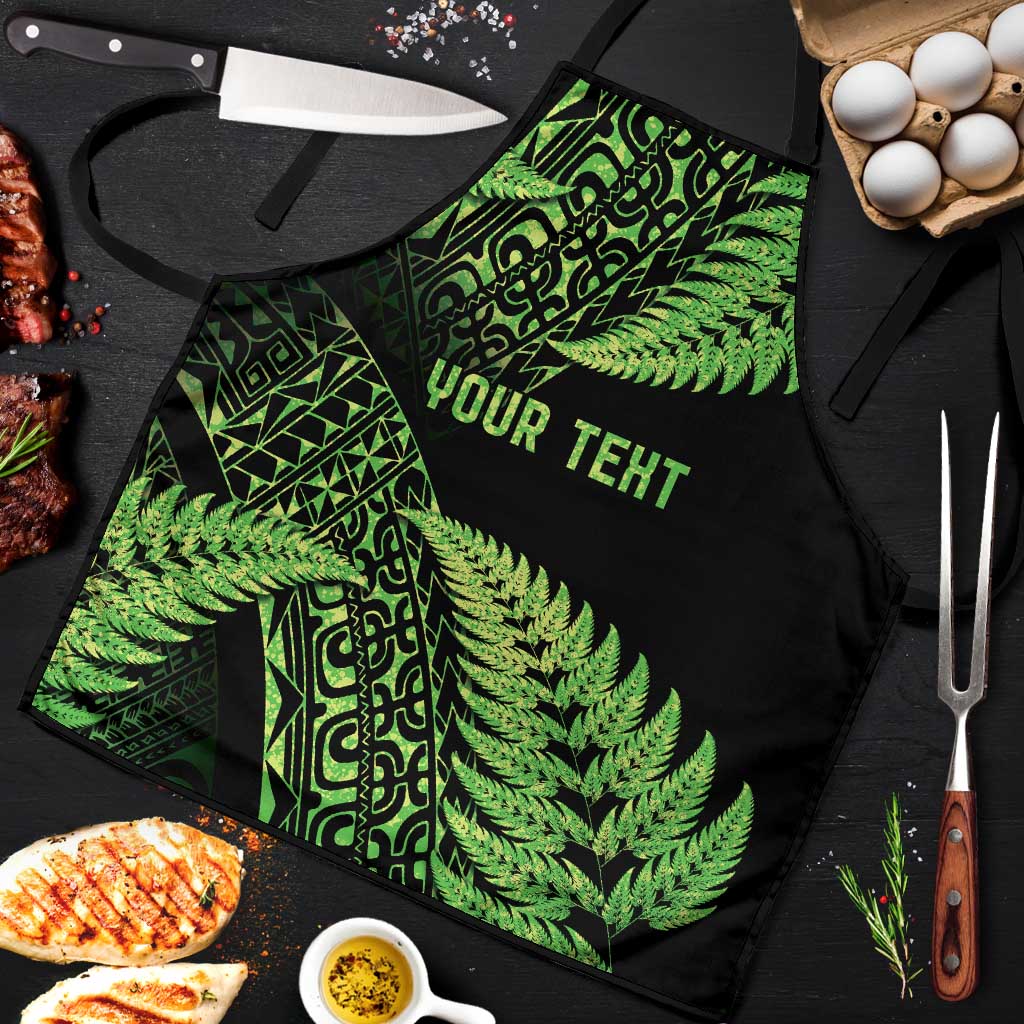 New Zealand Rugby Pacific Personalised Apron All Lime Maori Pasifika Fern Pattern - Aussie Hoodie