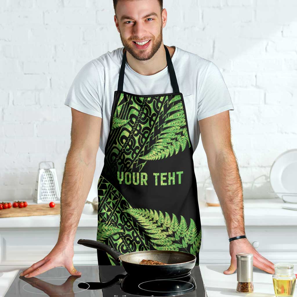 New Zealand Rugby Pacific Personalised Apron All Lime Maori Pasifika Fern Pattern - Aussie Hoodie