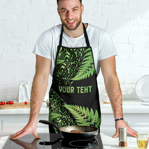 New Zealand Rugby Pacific Personalised Apron All Lime Maori Pasifika Fern Pattern - Aussie Hoodie