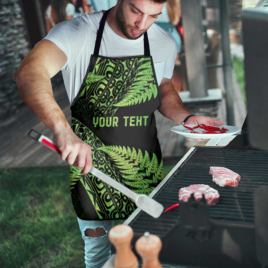 New Zealand Rugby Pacific Personalised Apron All Lime Maori Pasifika Fern Pattern - Aussie Hoodie