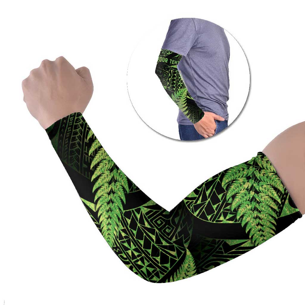 New Zealand Rugby Pacific Personalised Arm Sleeves All Lime Maori Pasifika Fern Pattern - Aussie Hoodie