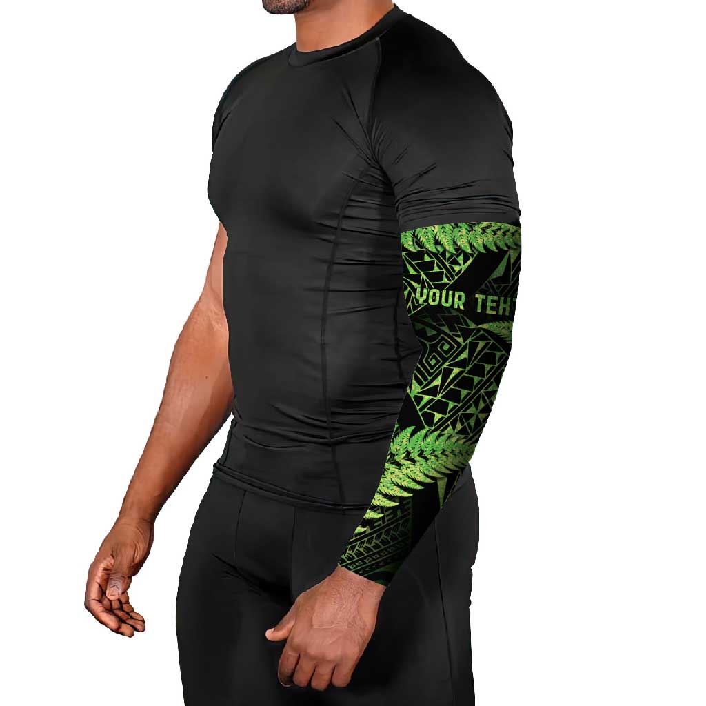 New Zealand Rugby Pacific Personalised Arm Sleeves All Lime Maori Pasifika Fern Pattern - Aussie Hoodie