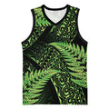 New Zealand Rugby Pacific Personalised Basketball Jersey All Lime Maori Pasifika Fern Pattern - Aussie Hoodie