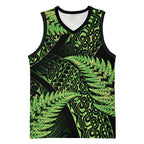 New Zealand Rugby Pacific Personalised Basketball Jersey All Lime Maori Pasifika Fern Pattern - Aussie Hoodie