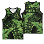 New Zealand Rugby Pacific Personalised Basketball Jersey All Lime Maori Pasifika Fern Pattern - Aussie Hoodie