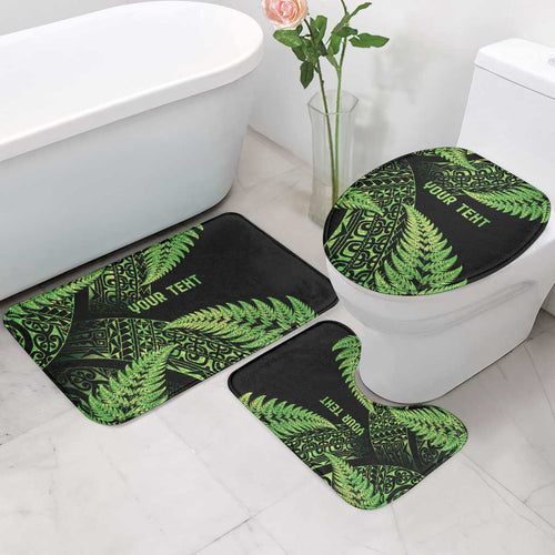 New Zealand Rugby Pacific Personalised Bathroom Set All Lime Maori Pasifika Fern Pattern - Aussie Hoodie